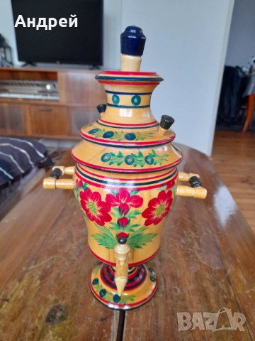 Стар дървен самовар,хохлома, снимка 3 - Други ценни предмети - 53525475