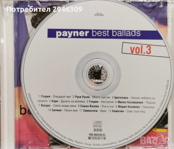 Payner Best Ballads vol. 3(1998), снимка 3 - CD дискове - 53900068