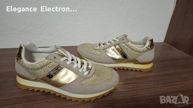 Стилни дамски маратонки Butigo, номер 37, златисти акценти, снимка 2 - Маратонки - 50246701