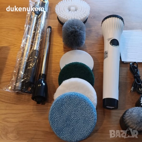 Електрическа въртяща се четка за почистване с дълга дръжка и 8 приставки, 2 скорости, акумулаторна, снимка 8 - Други стоки за дома - 52303241