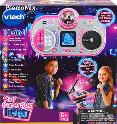 Музикално студио Vtech Kidi Superstar DJ 80-531703 Детски микрофон със стойка DJ пулт караоке музика, снимка 9 - Музикални играчки - 46682259