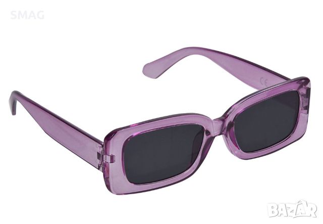 Дамски слънчеви очила правоъгълна лилава прозрачна рамка тъмни стъкла