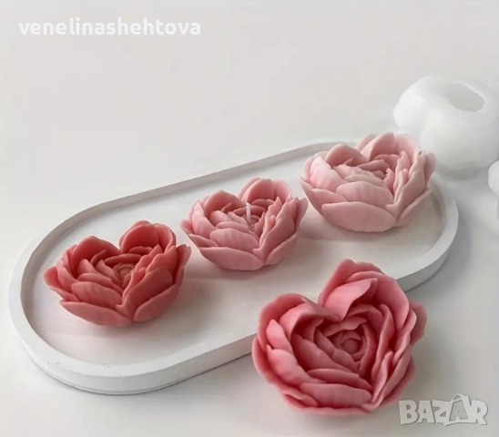 3D Малка роза сърце силиконов молд форма свещи гипс сапун смола фондан шоколад , снимка 3 - Форми - 52300114