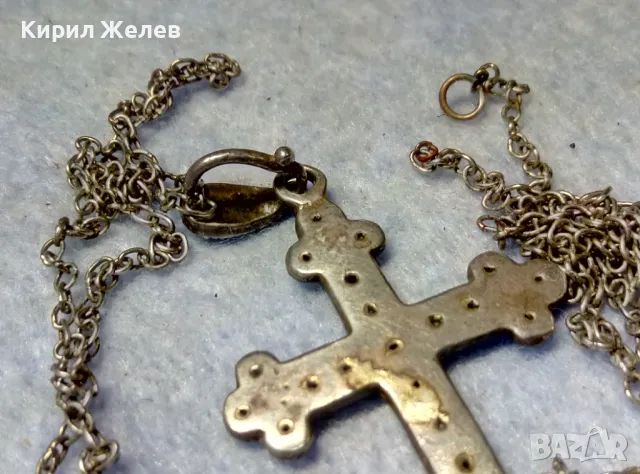 СТАР СРЕБЪРЕН КРЪСТ СРЕБРО 925 с ФАСЕТИРАНИ КРИСТАЛИ и СРЕБЪРНА ВЕРИЖКА с НУЖДА от ЗАКОПЧАЛКА 22266, снимка 8 - Антикварни и старинни предмети - 49913121