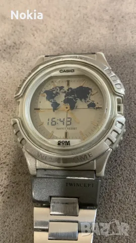 Vintage Casio Twincept Abx-22  Data Bank World Time Ana-digi Watch 🔝, снимка 2 - Мъжки - 49165562