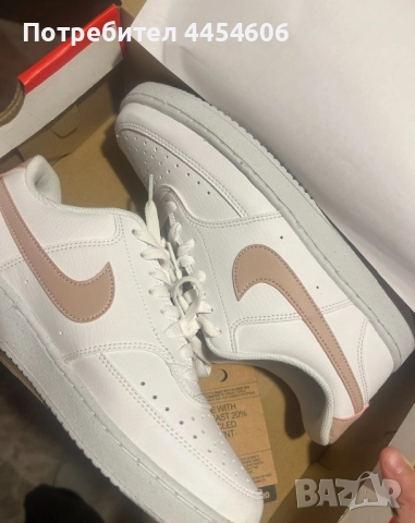 Nike Court Vision Low - бяло и розово, снимка 4 - Дамски ежедневни обувки - 52571044
