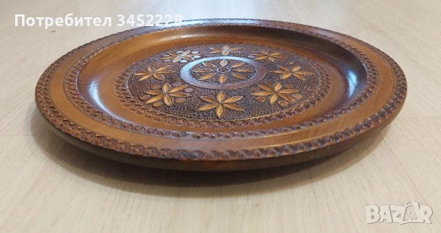 пано дървено инкрустирано с месинг за ценители 26см отлично , снимка 6 - Декорация за дома - 52378614