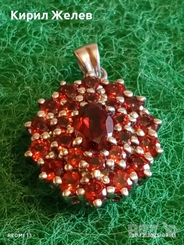 Сребърен медальон във формата на ЦВЕТЕ инкростирано с кристали СУЛТАНИТ 52568, снимка 2 - Колиета, медальони, синджири - 52933680