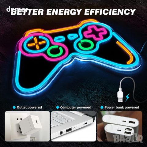 Eufrozy Game Neon Sign - Димируем геймърски LED неонов знак с акрилна дъска, захранван от USB, снимка 5 - Лед осветление - 45656793