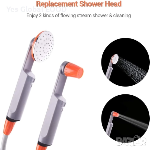 WOLFWILL преносим къмпинг душ с помпа и 2 USB батерии, снимка 4 - Друга електроника - 52421815