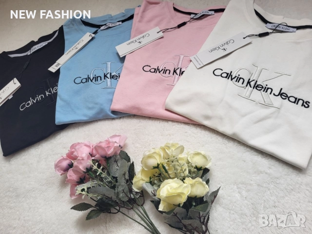 Разпродажба ✨ Дамски Памучни Тениски - лого Бродирано ✨ Calvin Klein , снимка 3 - Тениски - 51445247