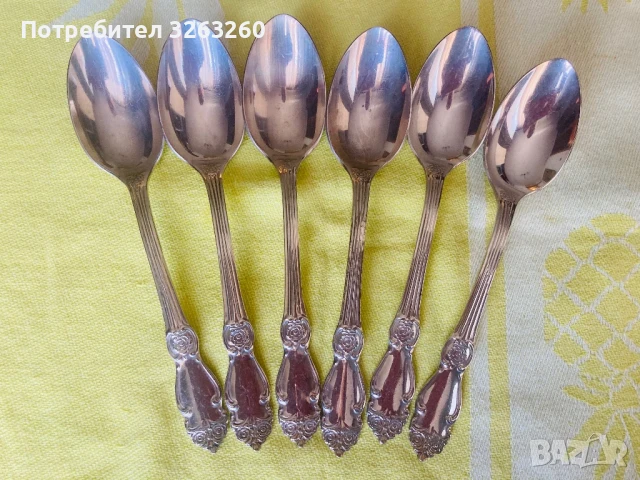 Посребрени руски лъжици МНЦ модел сребърна роза , снимка 1