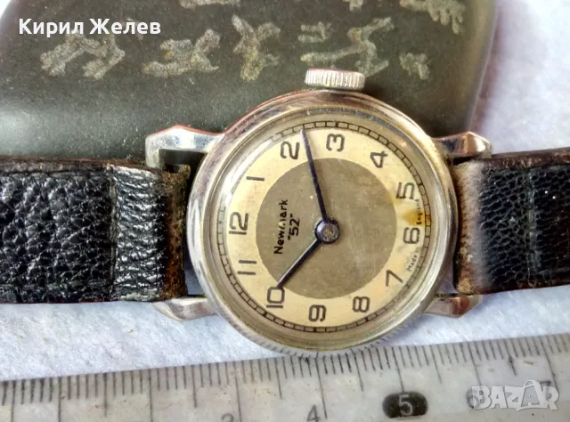 MEWMARK "52" Made in England Стар РЯДЪК Мех. АНГЛИЙСКИ РЪЧЕН ЧАСОВНИК с КОЖЕНА КАИШКА РАБОТЕЩ 49579, снимка 11 - Антикварни и старинни предмети - 48443505