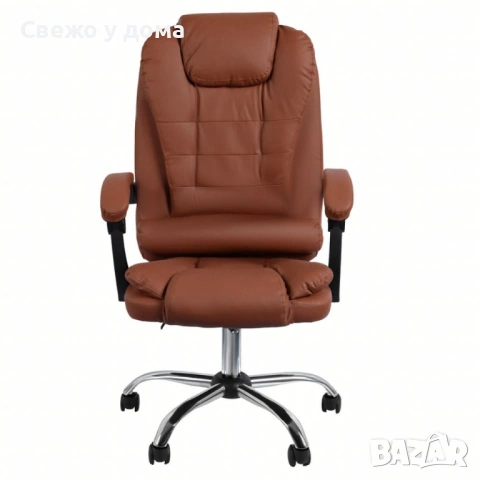 Ергономичен офис стол с лумбална опора от еко кожа в 3 различни цвята - черно/бежово/кафяво , снимка 8 - Столове - 54074781