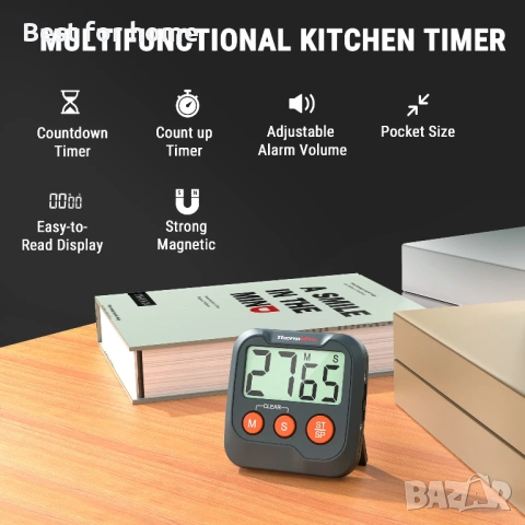 Кухненски таймер ThermoPro за готвене, таймери за класна стая за деца и учители, снимка 5 - Други - 53706096