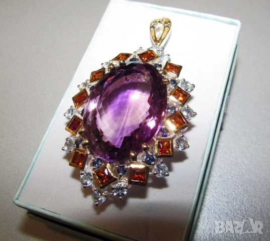 Аметист 65x34x21, 80 карата, тегло 29.9 гр. подходящ за подарък , снимка 2 - Колиета, медальони, синджири - 53709775