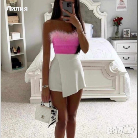 Розово бюстие с пух