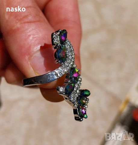 Дамски пръстен цветни циркони, снимка 7 - Антикварни и старинни предмети - 46430766