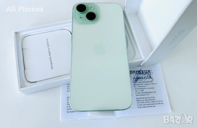 Перфектен! iPhone 15 128GB Green 2г.Гаранция!, снимка 3 - Apple iPhone - 46036429