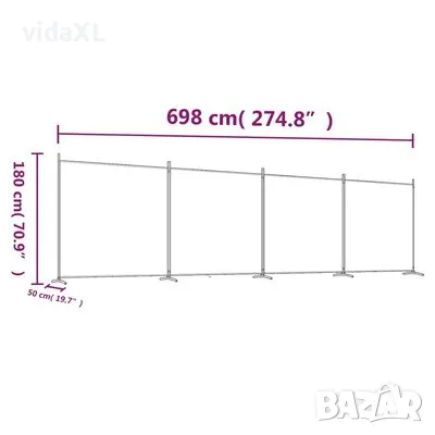 vidaXL Параван за стая, 4 панела, черен, 698x180 cм, плат (SKU:350285), снимка 4 - Паравани - 48410559