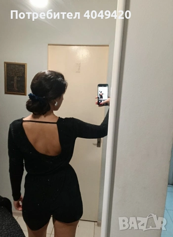 Черен ,къс, блестящ гащеризон , снимка 3 - Гащеризони - 54214770