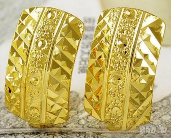 Класически масивни обеци от 9к попълнено злато 20 лв., снимка 4 - Обеци - 51776587