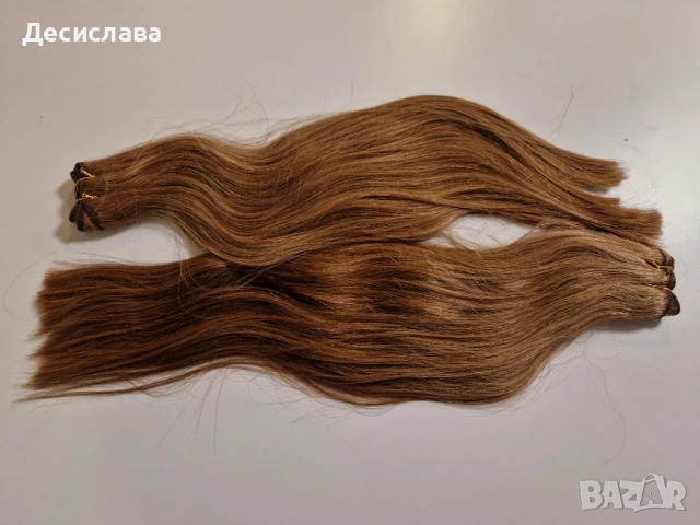 Естествена лукс кафява коса, много гъста с плътни крайща! Подходяща за трайно поставяне!, снимка 3 - Аксесоари за коса - 50992541