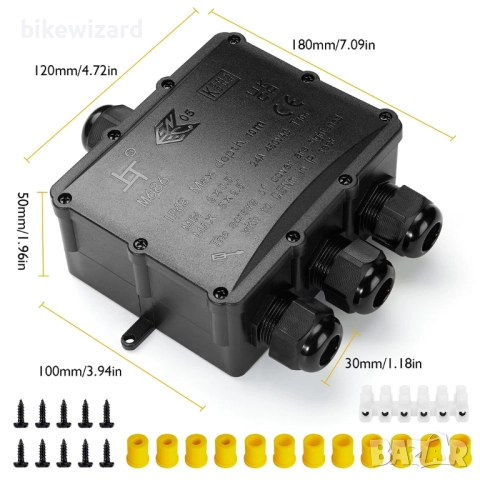HAUSPROFI IP68 Водоустойчива разпределителна кутия с 4 посоки – Черна НОВА, снимка 4 - Друга електроника - 52819074