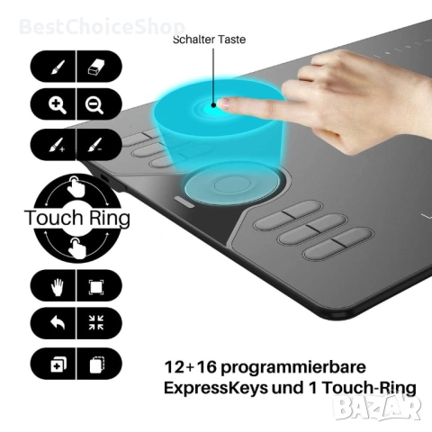 HUION Графичен Таблет 10x6.25 инча 8192 натиск на писалката 28 бързи клавиша, снимка 12 - Таблети - 54009196