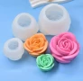 3D 3 размера рози Силиконов молд форм за свещи гипс сапун смола фондан за декорация на торта , снимка 4