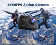 4K 60FPS WiFi подводна екшън камера/64GB карта/HD 48MP 40M 8X увеличение/2 x 1350 батерии, снимка 2