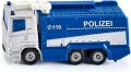 Полицейски камион с водно оръдие, синьо/бяло, въртящо се водно оръдие SIKU, снимка 1 - Коли, камиони, мотори, писти - 45983352
