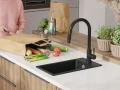 Графит кухненска гранитна мивка Рига 30 XL 280 x 500 mm, снимка 1
