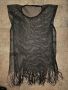 Плажна рокля в черно с ресни, снимка 1 - Рокли - 45745019