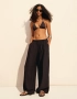 Bershka  черен летен панталон с широки крачоли, снимка 2