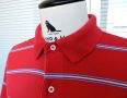 Tommy Hilfiger Mens Red Blue Striped Casual Polo Short Sleeve Shirt Size M, снимка 3