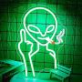 Нова LED Неонова Табела Зелен Извънземен – Декор за Стена Стая Бар, снимка 1 - Други - 45496197