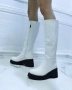Ботуши на платформа - бяла кожа с черно ходило, снимка 3