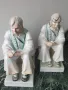 2бр Zsolnay Pecs статуетка 33см/стара унгарска порцеланова фигура/седнал мъж-овчар, снимка 1