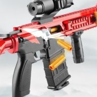 Детска играчка пушка автомат с меки патрони и допълнителни екстри / Цвят: Червен / Материал: пластма, снимка 6 - Други - 45794541