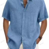 Мъжка ежедневна едноцветна риза с къс ръкав, 9цвята , снимка 10 - Ризи - 45792559