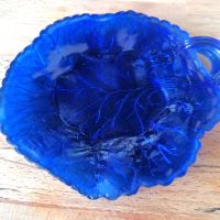 2броя Сини чинийки листо, снимка 6 - Чинии - 45495586