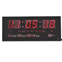 Цифров стенен LED часовник с показване на календар и температура, снимка 1 - Други - 45539903