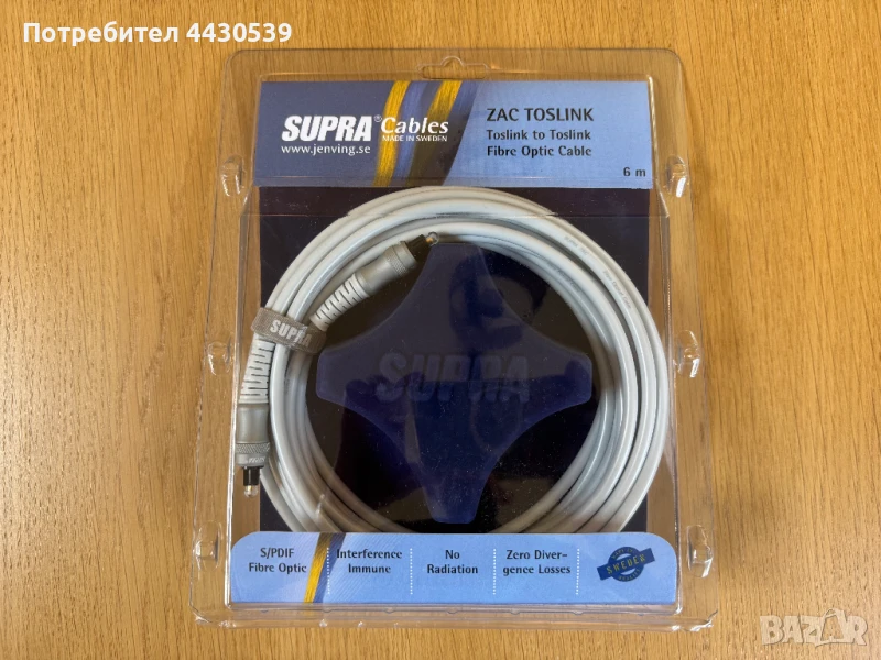 SUPRA ZAC Toslink digital audio cable Оптичен кабел 6 метра, снимка 1