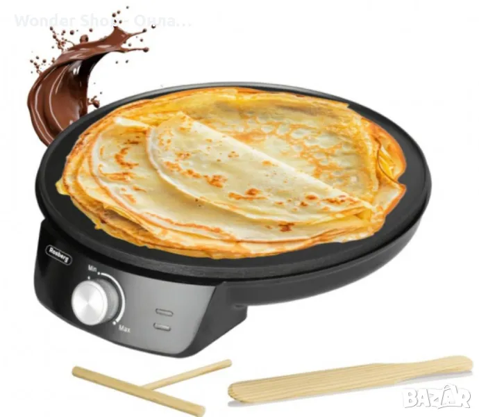 Уред за палачинки Rosberg, 1200W\30см., Терморегулатор, Черен, снимка 1