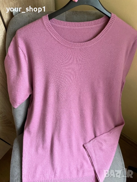 6 цвята дамска блуза с къс ръкав финно машинно плетиво големи размери , снимка 1