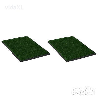 vidaXL Кучешки тоалетни 2 бр тава и изкуствена трева зелени 76x51x3 см（SKU:170770, снимка 1