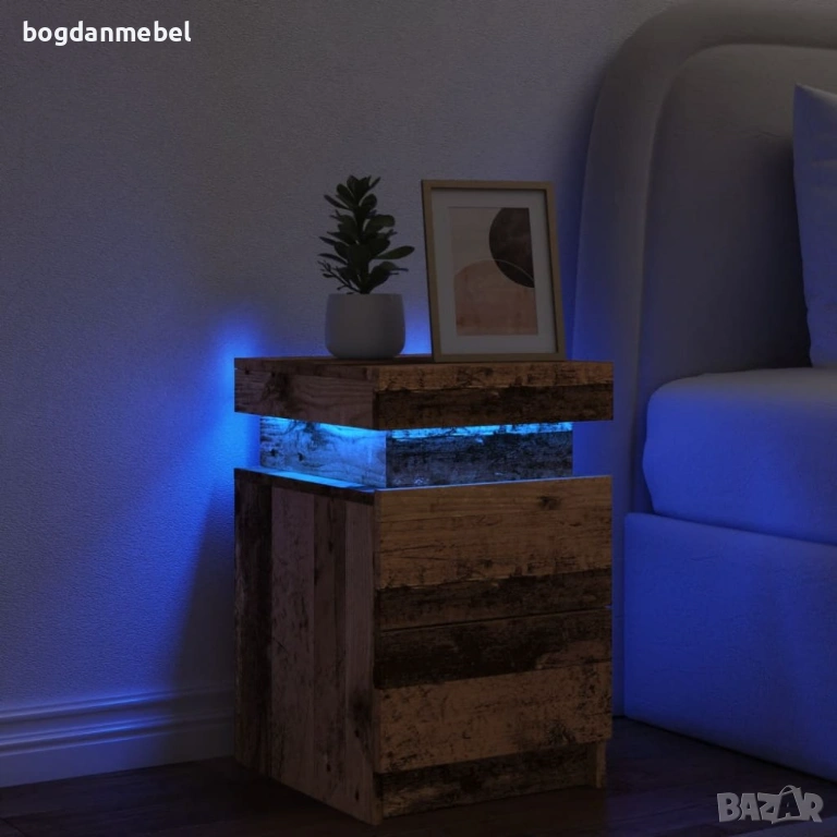 Sonata H Нощно шкафче с LED, старо дърво, снимка 1