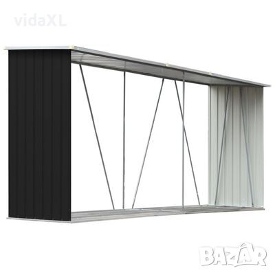 vidaXL Навес за дърва, поцинкована стомана, 330x84x152 см, антрацит（SKU:47085, снимка 1