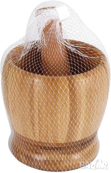 Бамбуково хаванче с чукало за чесън и подправки, 10х10 см / Външен размер 10х10 вътрешен отвор 6.5см, снимка 1